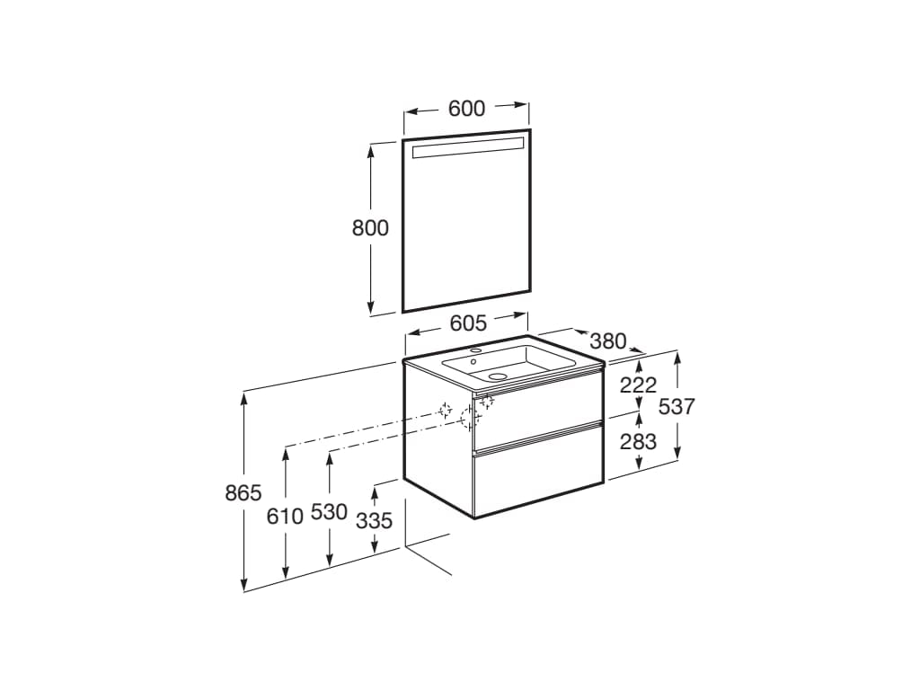 Деревянный умывальник с зеркалом и встроенной раковиной Roca UNIK A8515 / A8518 ARCH-00035896 - Вид №109