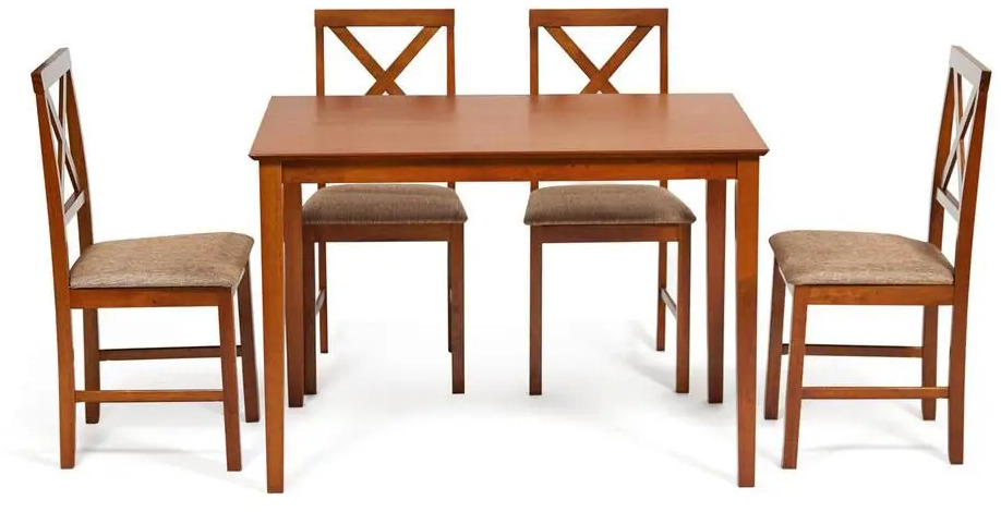 91520065 Набор кухонного стола и стульев 4 шт Tetchair Дельфийская дерево цвет кофе STLM-0859951