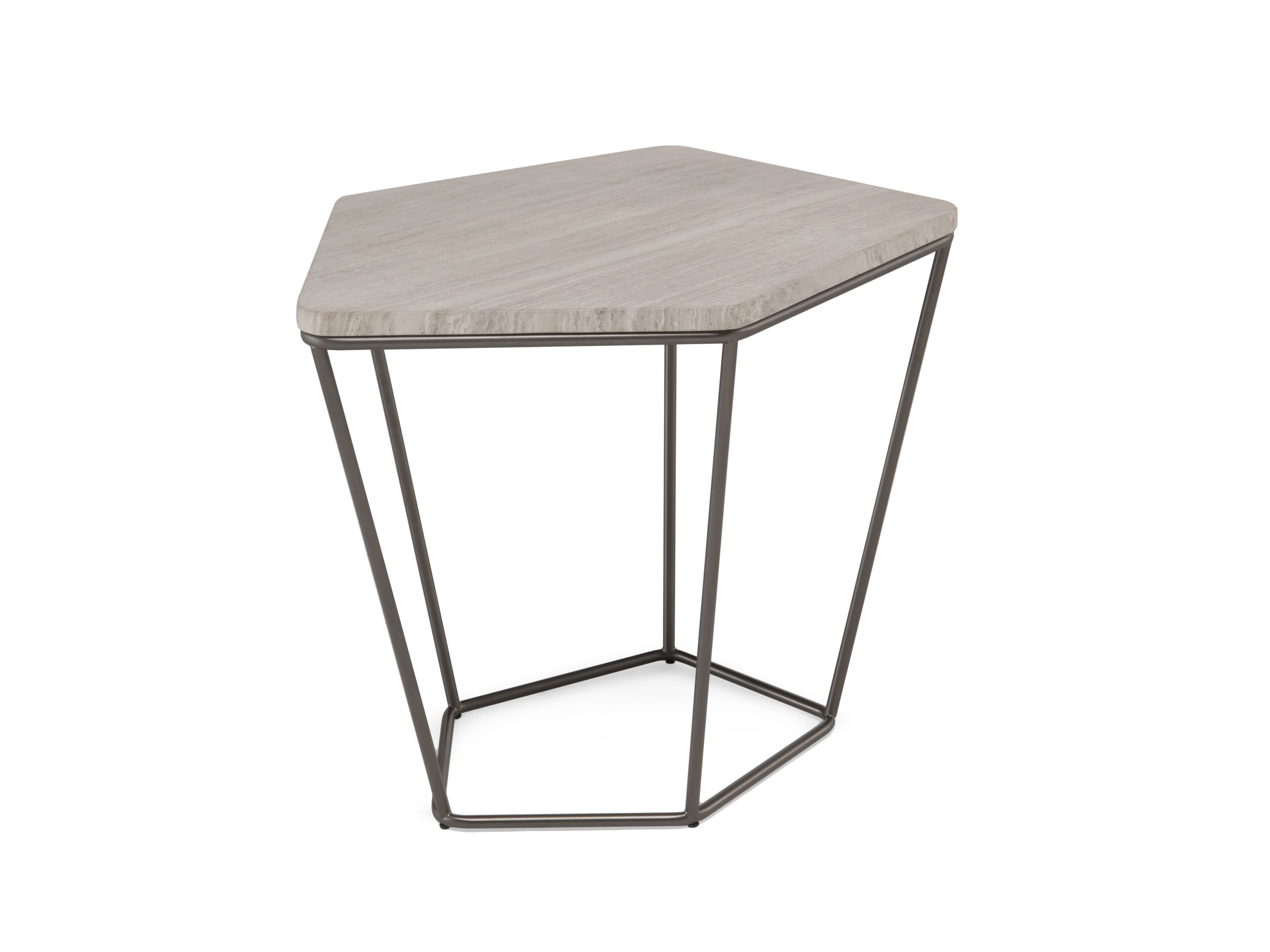 Высокий металлический журнальный столик с мраморной столешницей Natuzzi Italia Chocolat ARCH-00046433 - Вид №1