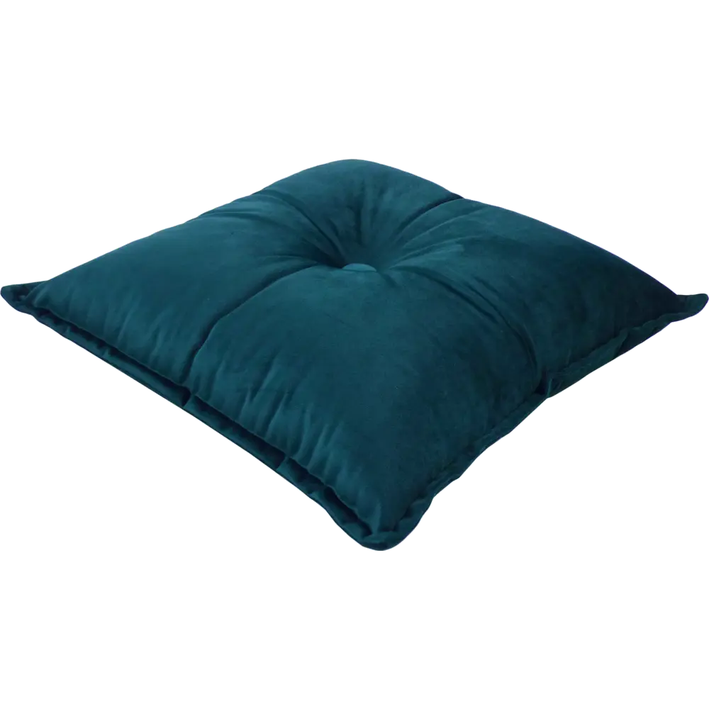 Подушка с пуговицей Бархат 43x43 см цвет морская глубина LINEN WAY STLM-2139325 - Вид №1