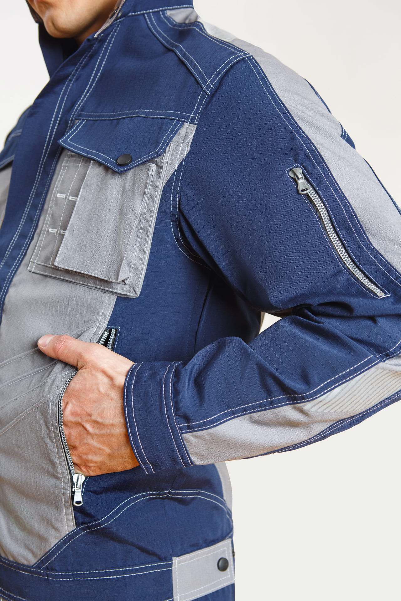 68840 Костюм "Прогресс" темно-синий с серым  Летняя спецодежда  размер 60-62/182-188  - Вид №13