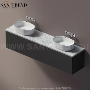 Agape ELL Столешница на тумбу с возможностью установки 1-2 раковины. Размер: длина от 220 см до 240 см. Отделка: белый мрамор AELLM2MCC2224YP