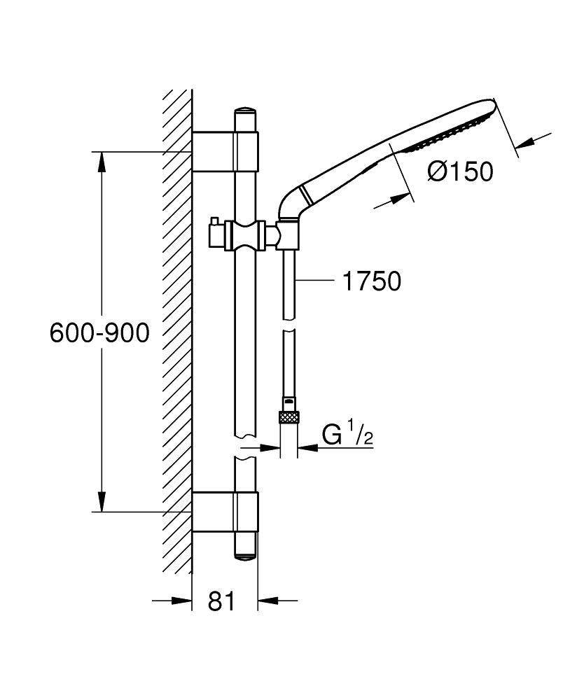 27275001 Душевой гарнитур Grohe Rainshower Eco хром - Вид №1