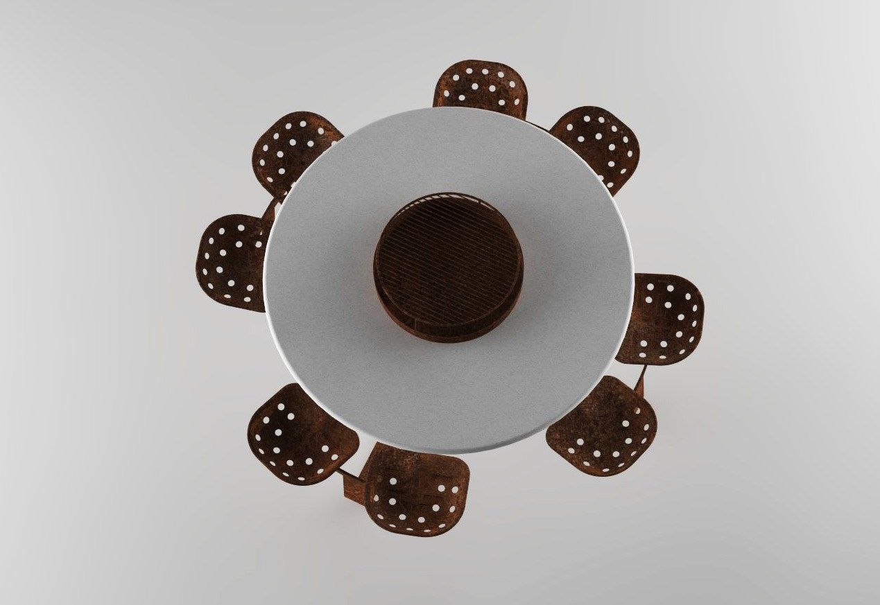 Круглый стол для общественных мест со встроенными стульями Viscio Urban Design RONDO’ ARCH-00136836 - Вид №2