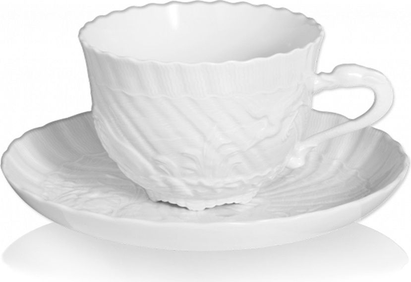 10664299 Meissen Набор из 2 чашек чайных с блюдцами Meissen "Лебединый сервиз" (белый рельеф), 250мл, п/к Фарфор 