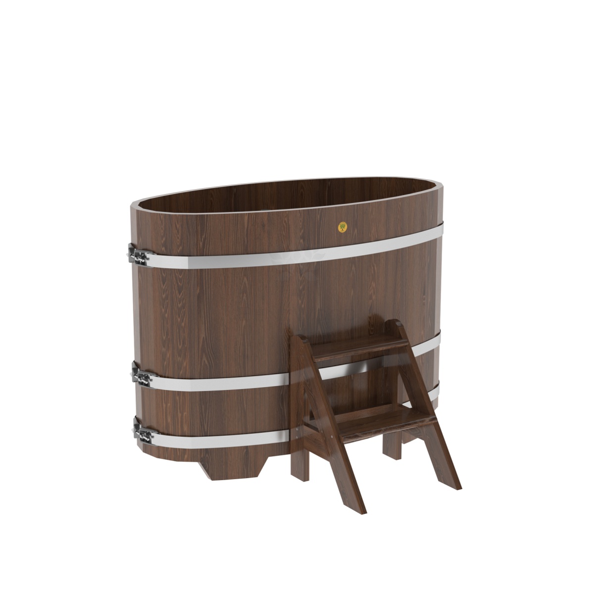 1134 Купель овальная из лиственницы 0,69х1,31х1,0 морёная премиум Alyarus 