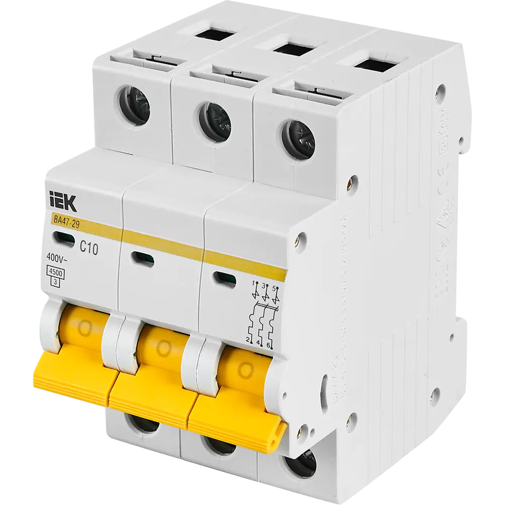 Автоматический выключатель IEK ВА47-29 3-полюсный 10А 11875312 STLM-1489405