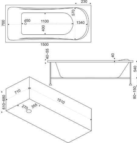 ВГ00054 Ванна Bas Верона Santreyd - Вид №1