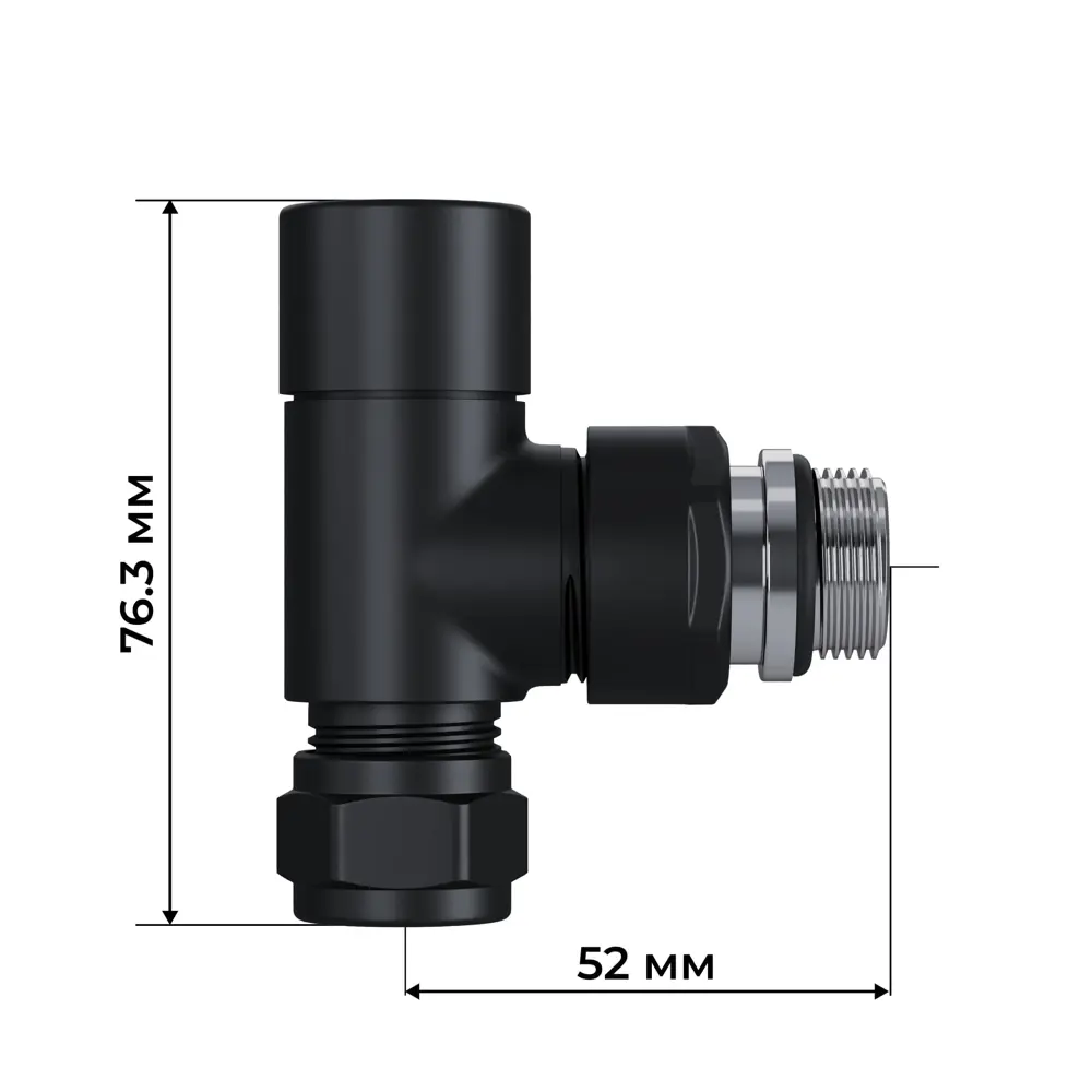 Термостатический комплект для радиатора трехосевой Royal Thermo Design Pro 1/2" латунь цвет черный 89423320 STLM-2058372  - Вид №5