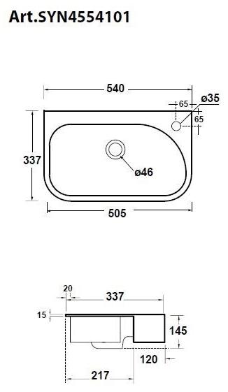 Syn4556101 / syn4554101 Накладная раковина консольная овальная Olympia Ceramica Synthesis eco - Вид №3