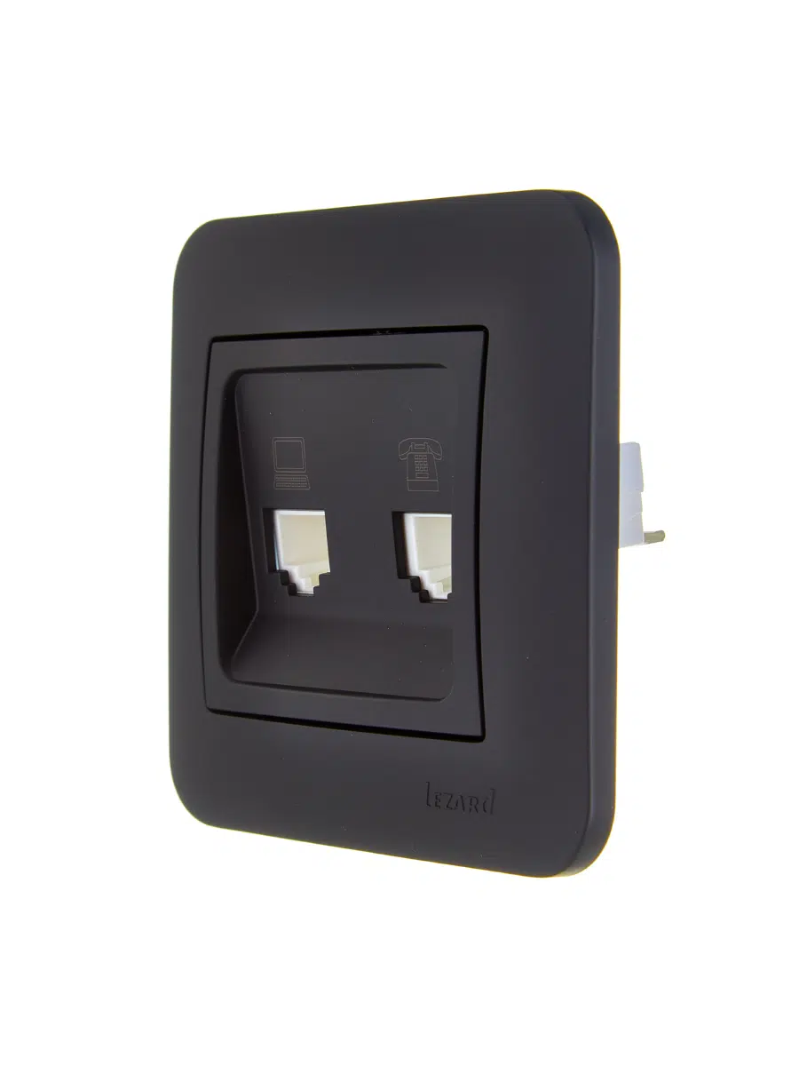 ASTI Розетка компьютер+телефон чёрный бархат LEZARD 7081-4242-143 - Вид №2