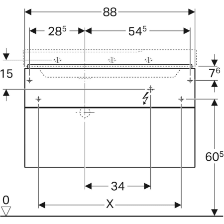 500.515.01.1 Шкафчик для раковины Geberit Xeno² с полкой, с двумя выдвижными ящиками Geberit  - Вид №3