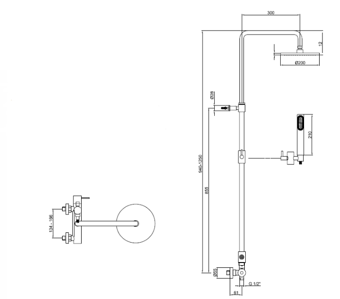 EL870105015PVC Душевая система , хром Webert Elio - Вид №1