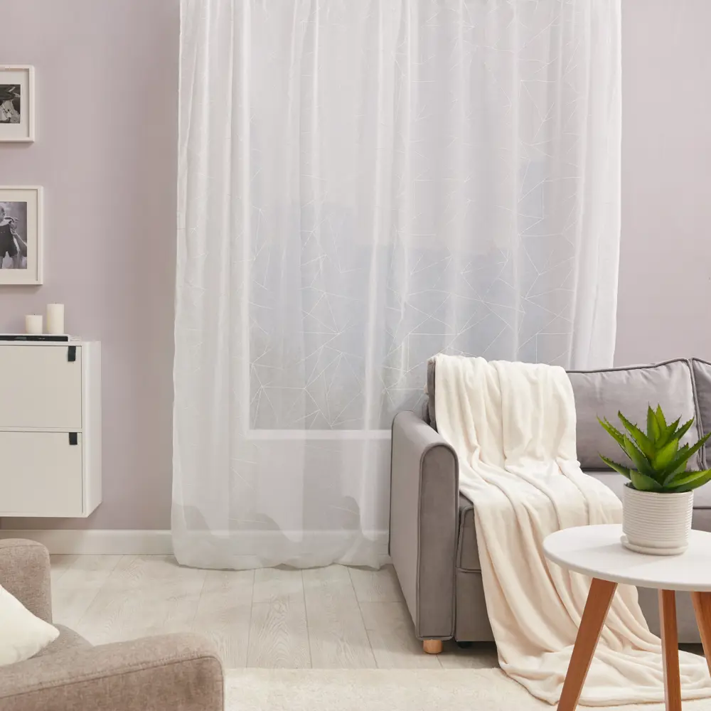 WITERRA Тюль «Геометрия» с декоративной лентой 250×260 см 82700839 STLM-0034407