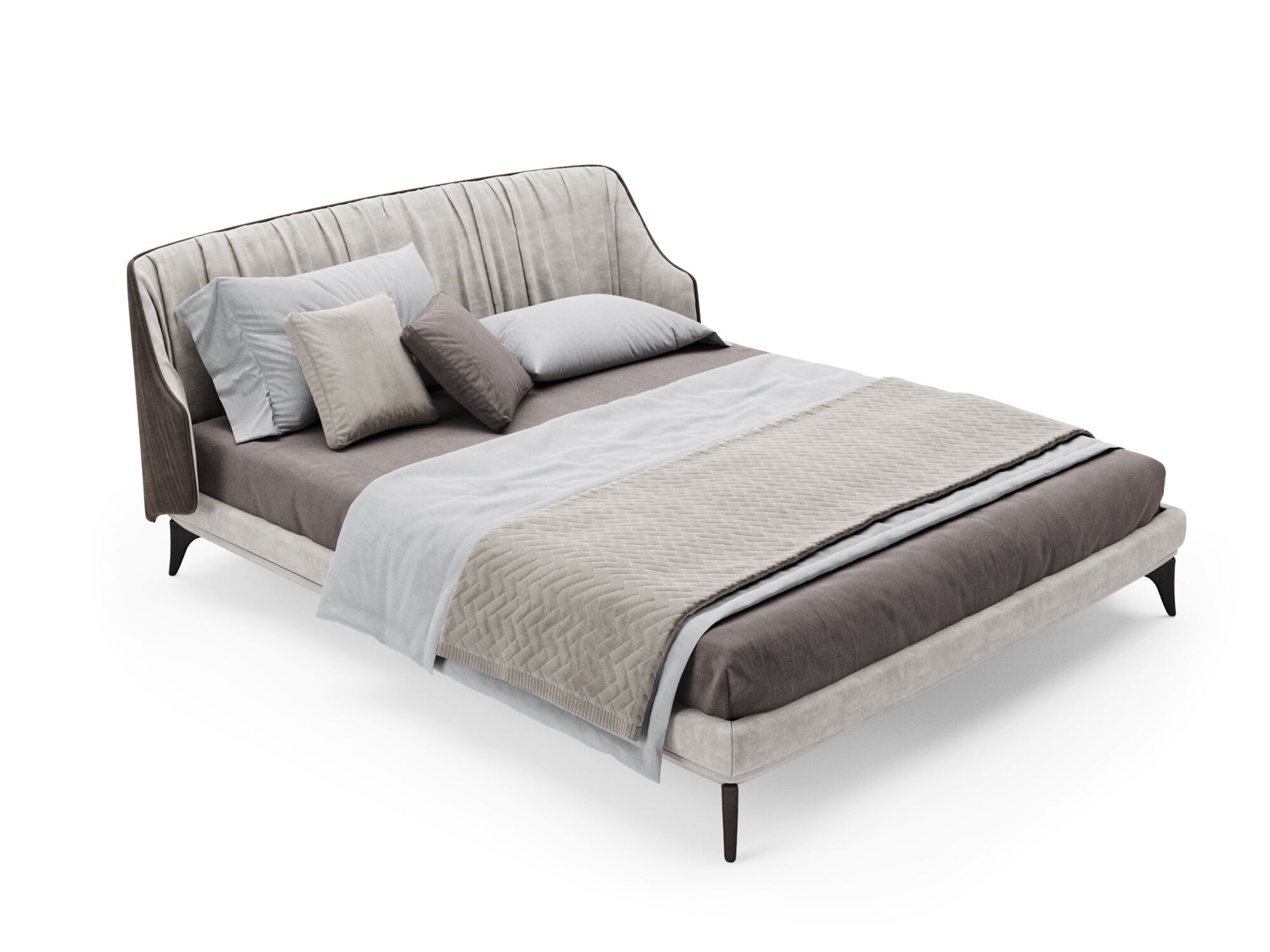 Деревянная двуспальная кровать с мягким изголовьем PRADDY Natur ARCH-00006919 - Вид №1