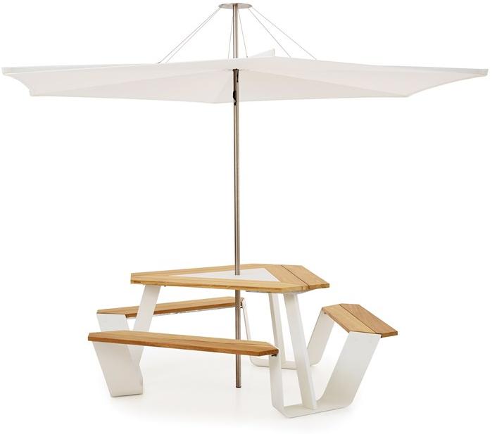 Extremis Стол для пикника из стали с порошковым покрытием со встроенными скамейками sun-id-1468570 - Вид №2