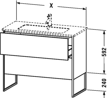 XS444503838 XSquare Тумбочка напольная Доломитово-серый глянцевый лак Duravit - Вид №3