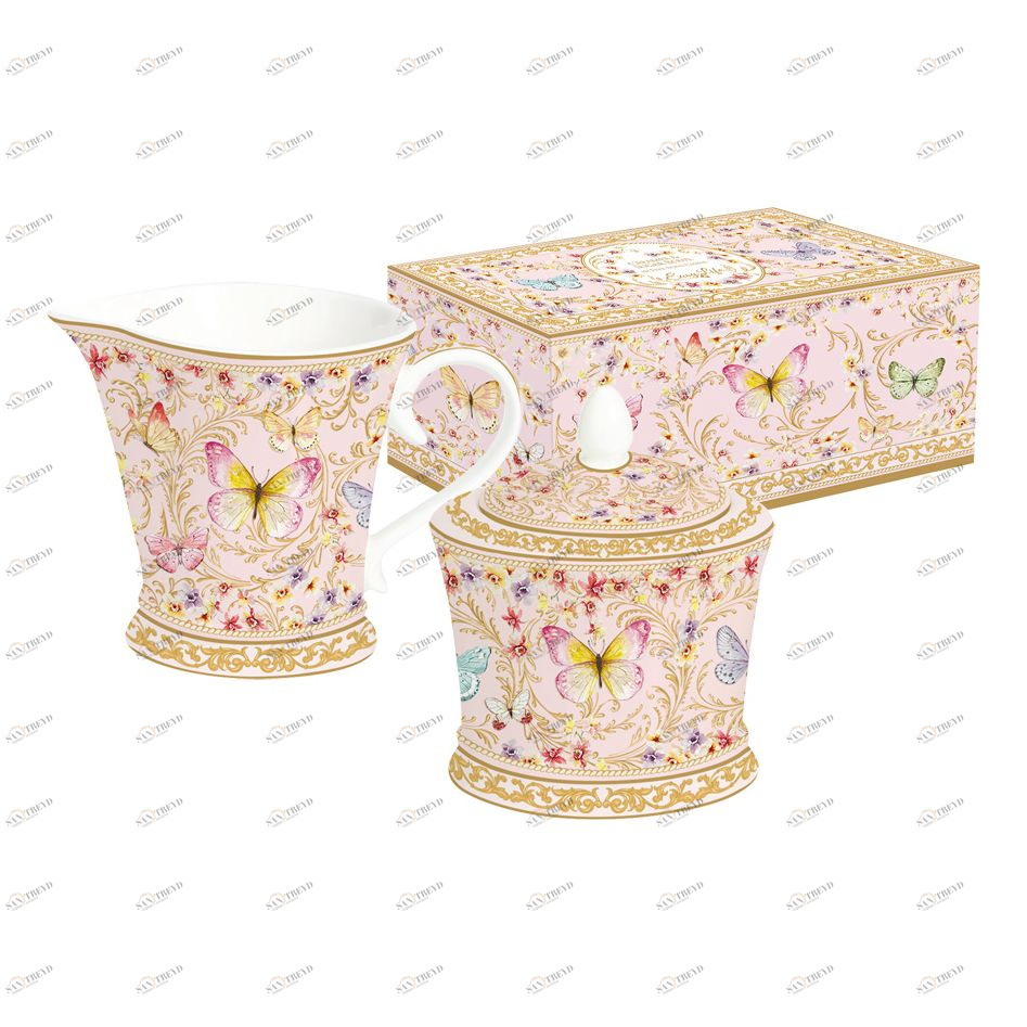 Молочник фарфоровый с сахарницей розовый Majestic EASY LIFE MAJESTIC 00-3946584 Белый;розовый