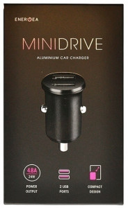 500208 Автомобильное зарядное устройство "Mini drive. 2 USB Aluminium 4.8A" EnergEA