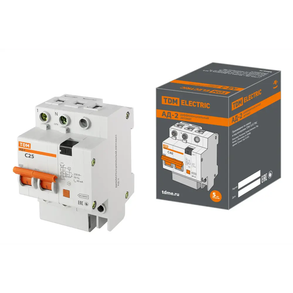 Дифференциальный автомат TDM Electric АД-2 с защитой от токов утечки 89347137 STLM-1106098
