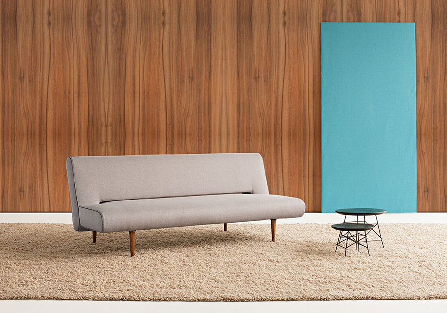 Диван Unfurl с ножками из темного дерева и черной рамой, светло-серый Innovation Living UNFURL217 - Вид №1