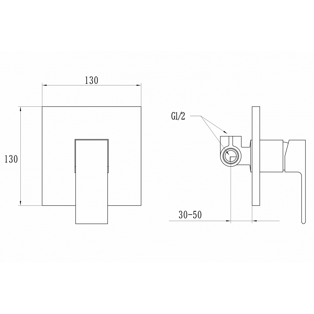 GZ 5103D Смеситель встраиваемый квадратный Ganzer Бронза Ganzer Германия 13933 - Вид №2