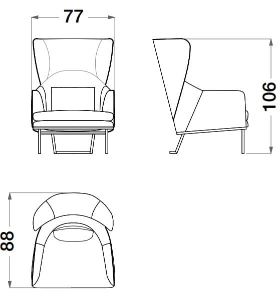 Кресло bergere из кожи и ткани CPRN HOMOOD Sesto Senso ARCH-00058156