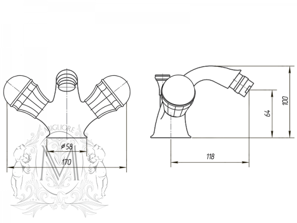 Смеситель MIGLIORE Korona ML.KRN-4744.DO для биде - золото  - Вид №3