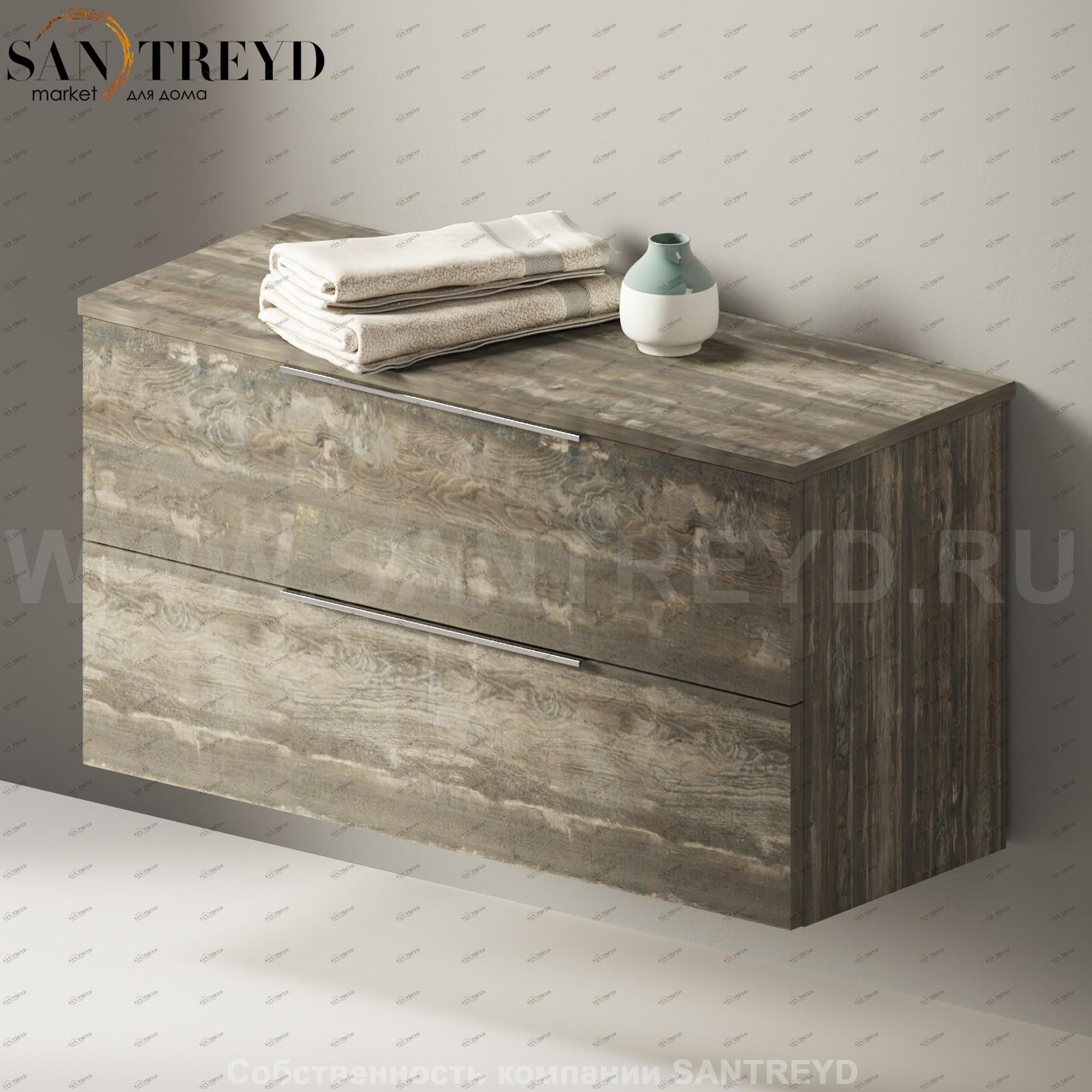 Flaminia BOX Настенная тумба 95 см с 2-мя ящиками BX432.WE Ceramica Flaminia BX432WE