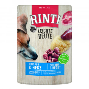 ПР0043798 Корм для собак Leichte Beute Говядина и птичьи сердечки пауч 400г RINTI