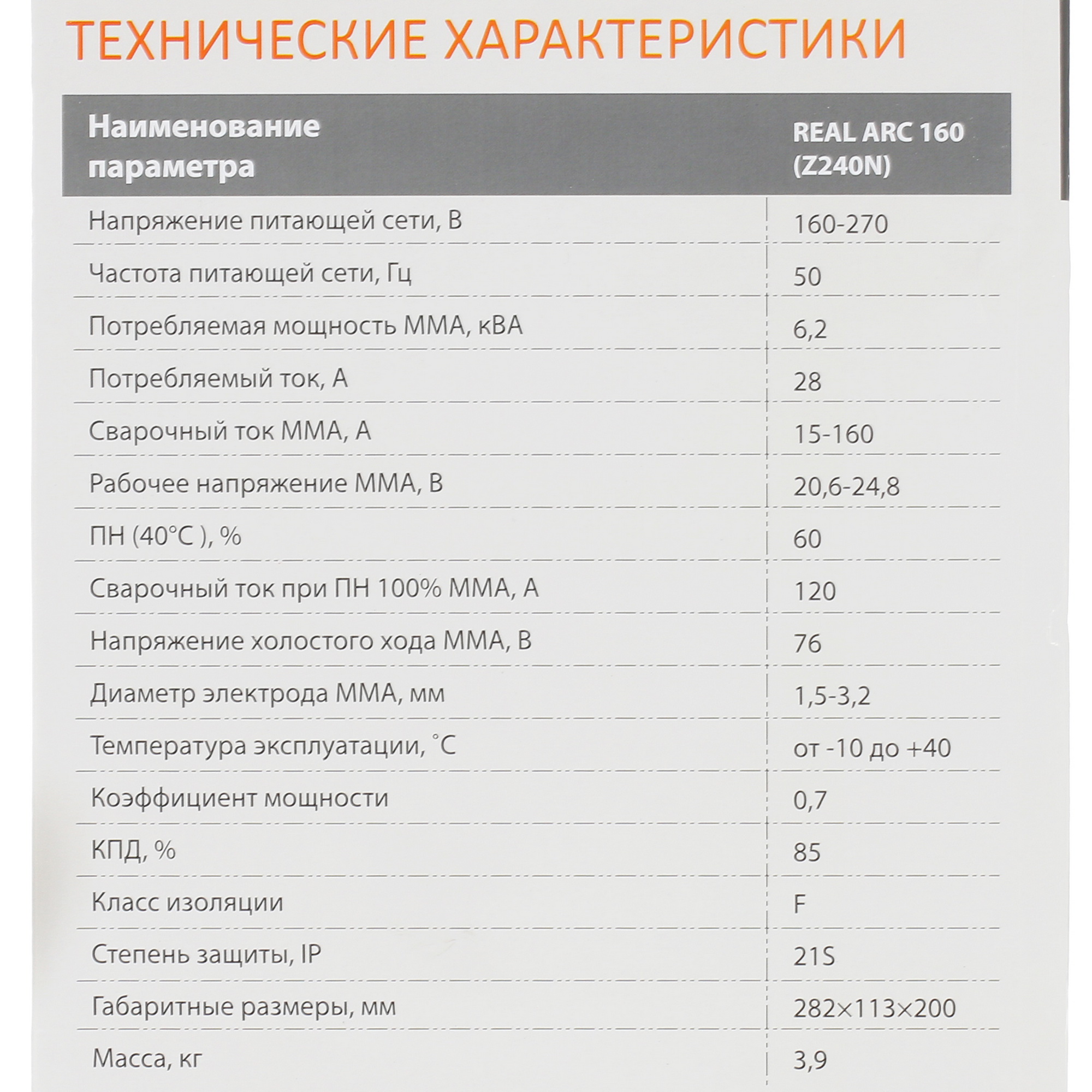 Сварочный аппарат Сварог REAL ARC 160 (Z240N) 8120322 STDN-0012029 - Вид №7