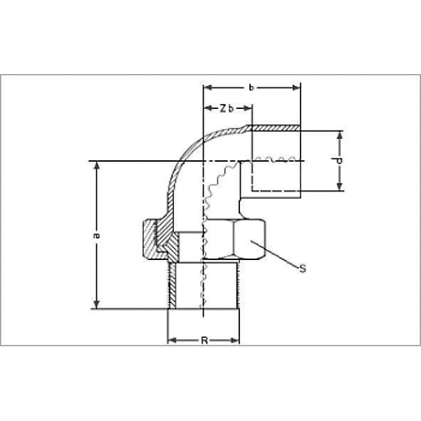 14098281 SANHA 4098G сгон угловой ВП-НР, самоуплотняющийся, бронза 28x1 мм  - Вид №1