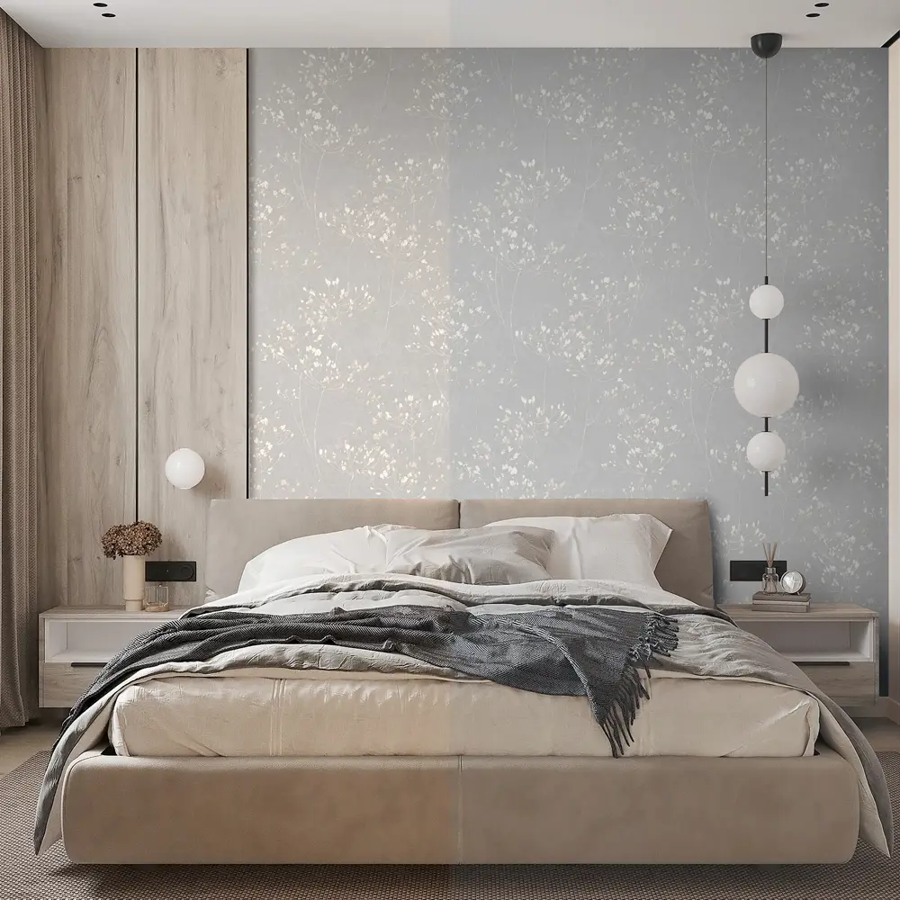 WALLSECRET Divina - Флизелиновые обои серые с цветочным узором 89395587 STLM-1576761 - Вид №5