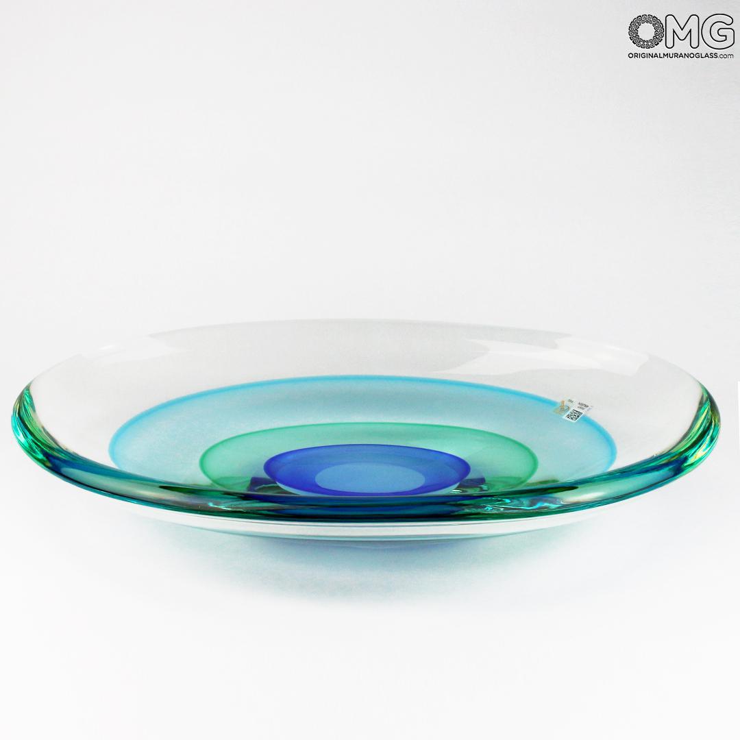3293 ORIGINALMURANOGLASS Блюдо Синее озеро - соммерсо - Original Murano Glass OMG 38 см  - Вид №1