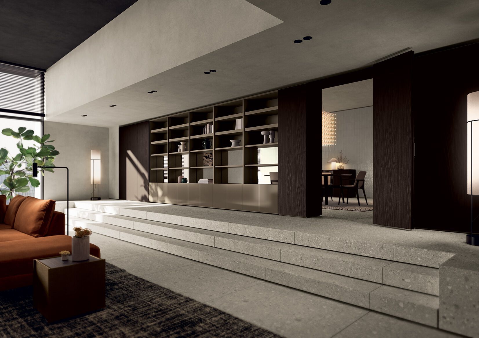 Деревянный секционный книжный шкаф с подставкой для телевизора Kico Living Systems ARCH-00075542 - Вид №5