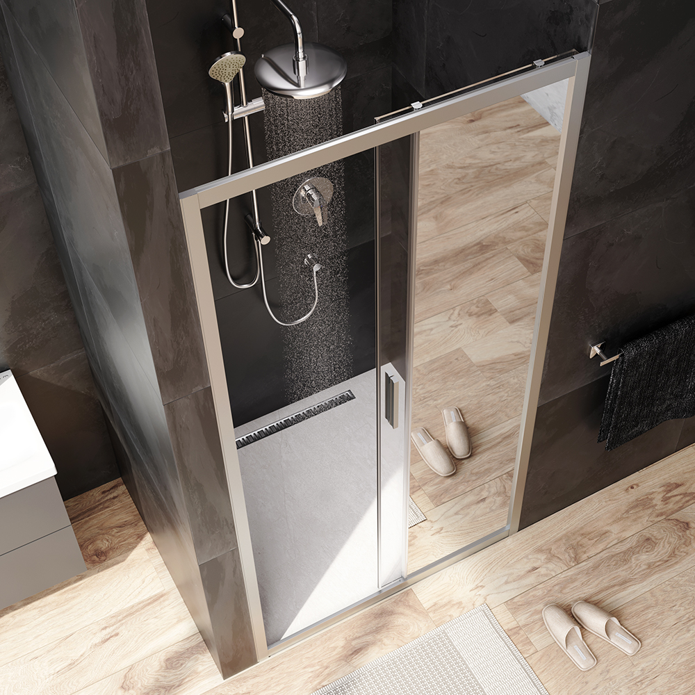 W90G-100-1-195MM Solo Дверь душевая 100х195 стекло матовое профиль матовый хром AM.PM Gem - Вид №1