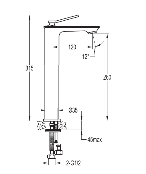 Смеситель для накладных раковин Cezares CITY-F-LC-01-W0 - Вид №1
