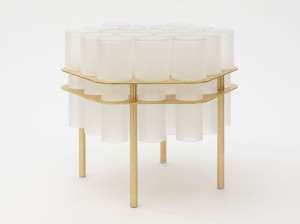 Журнальный столик из дутого стекла и латуни