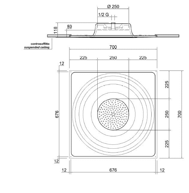 Встраиваемая потолочная душевая головка Antoniolupi RAINDROP ARCH-00054692 - Вид №14