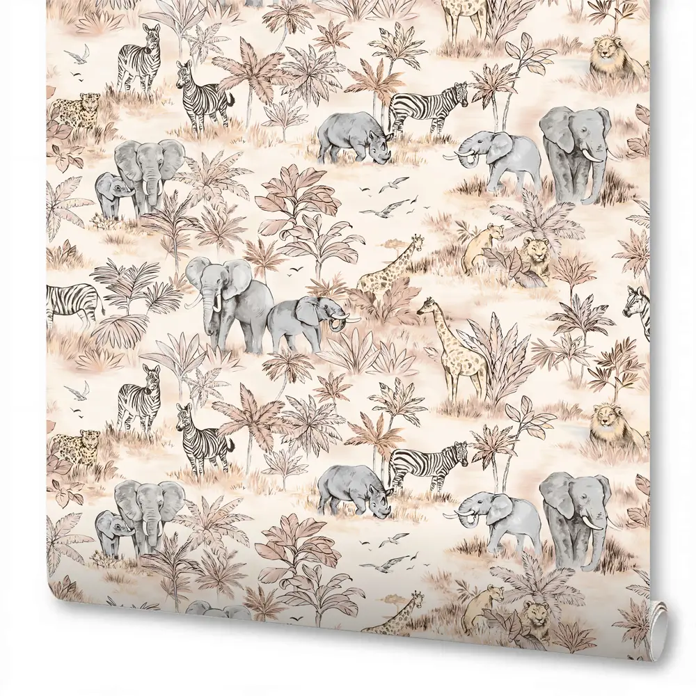 WALLSECRET Safari - флизелиновые обои бежевые с африканским стилем 89372705