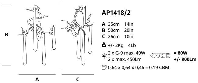 Serip Бра из бронзы ручной работы Aqua Ap1418/2 - Вид №2