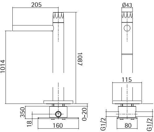 Quadrodesign Смеситель для умывальника, однорычажный, напольный Hb sun-id-1499797 - Вид №1