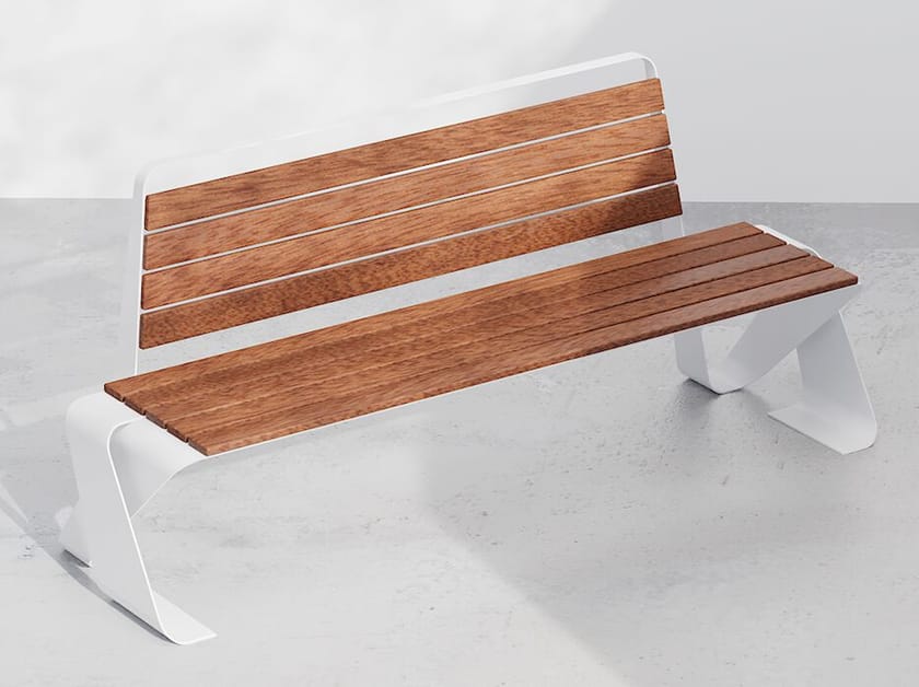 Стальная и деревянная скамья со спинкой DIMCAR EDDIE ARCH-00014422