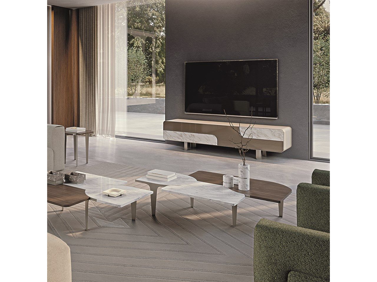 Низкий деревянный шкаф для телевизора с распашными дверцами Turri Soul ARCH-00100831 - Вид №1