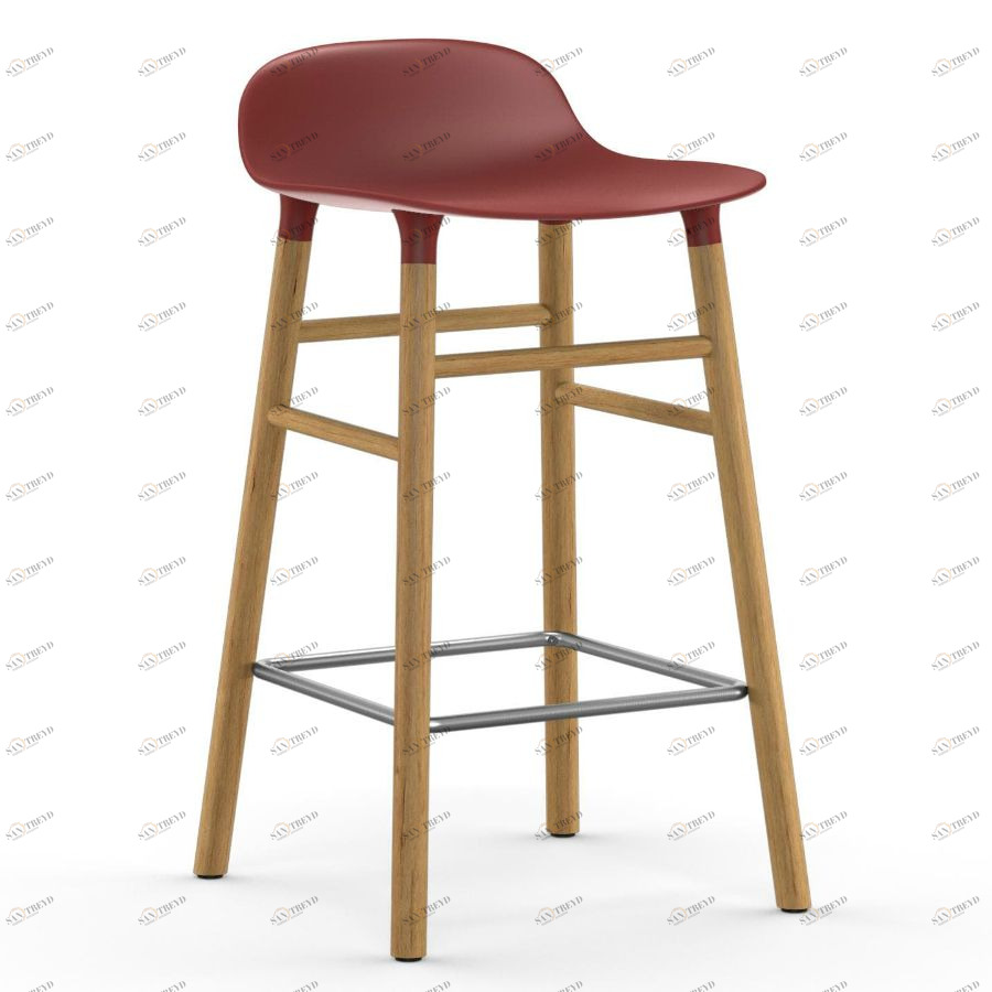 Барный стул Form с ножками из дуба 65 см, красный Normann Copenhagen 602785