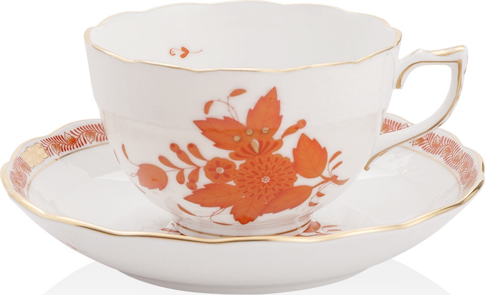 10628855 Herend Чашка чайная с блюдцем 250мл "Аппони" (оранжевый) Фарфор 