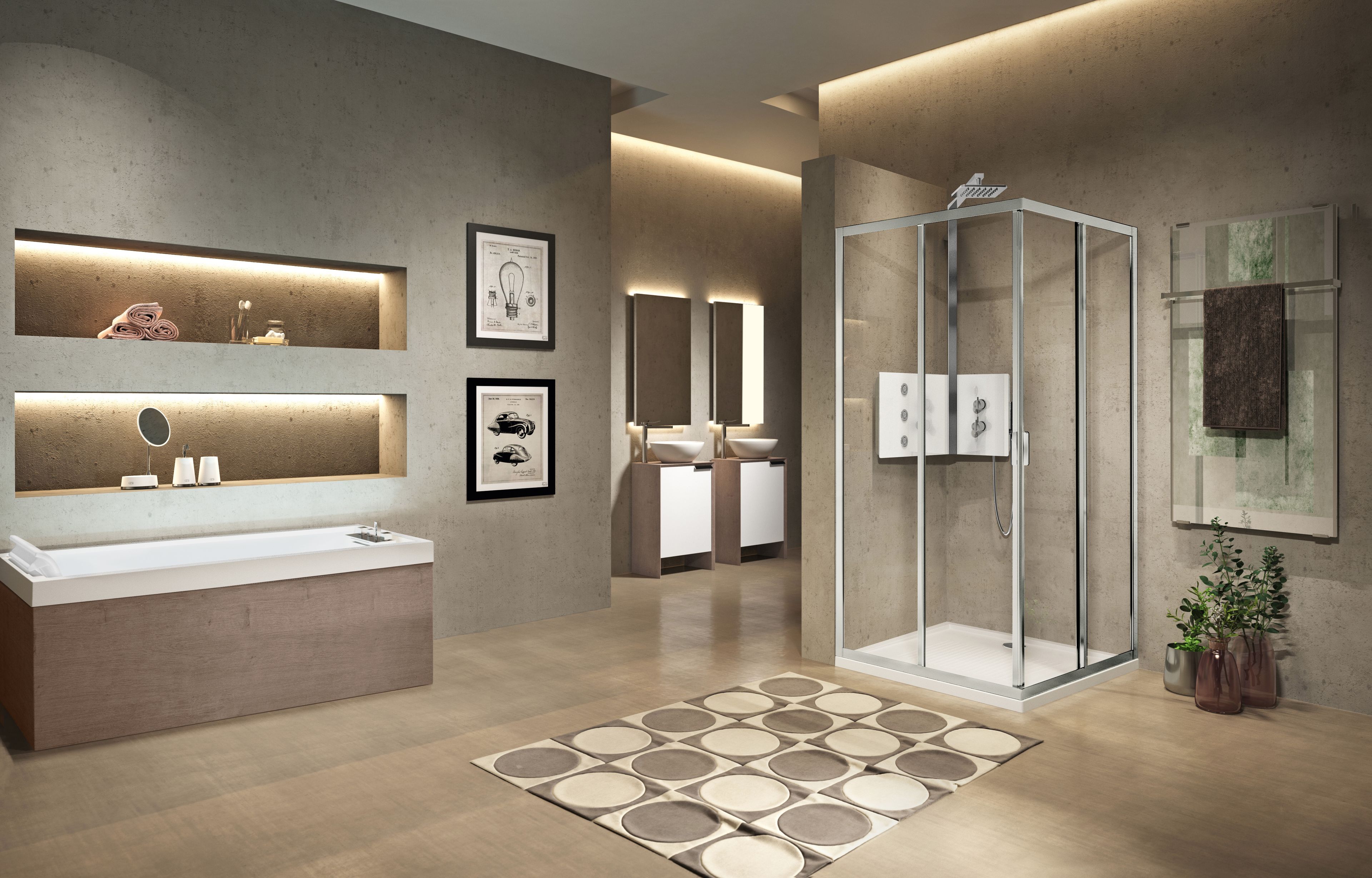 Угловая душевая кабина с раздвижной дверью Novellini Lunes ARCH-00092948 - Вид №4