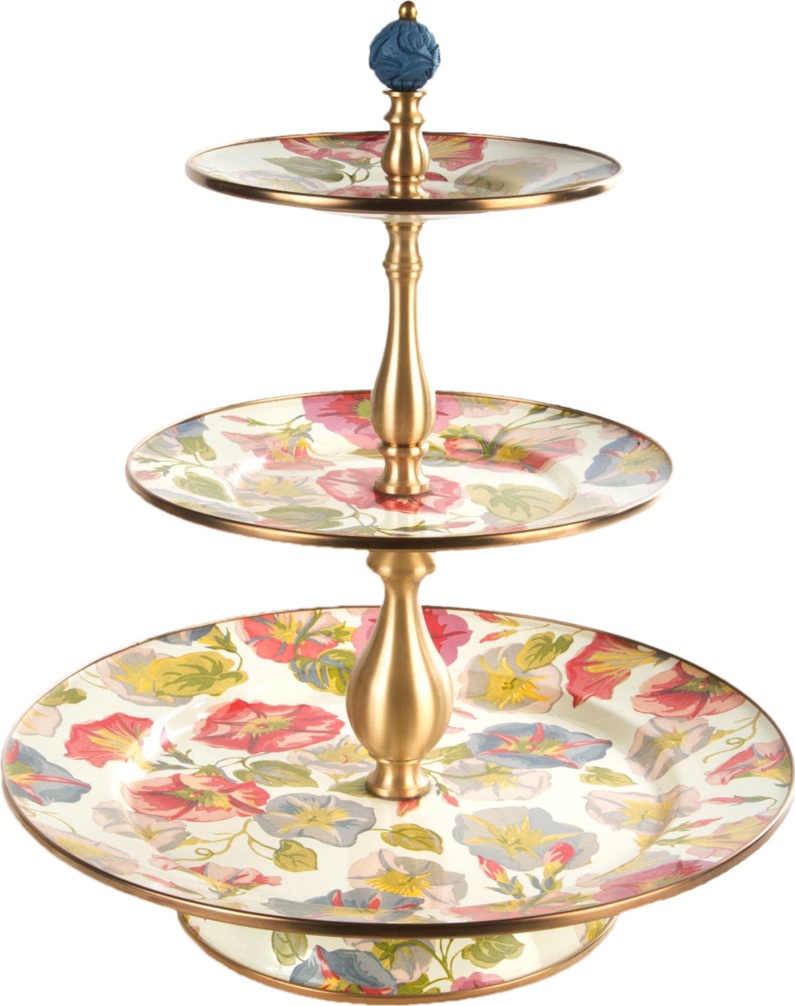 10635251 Mackenzie-Childs Ваза для сладостей трехъярусная "Morning Glory" Сталь 