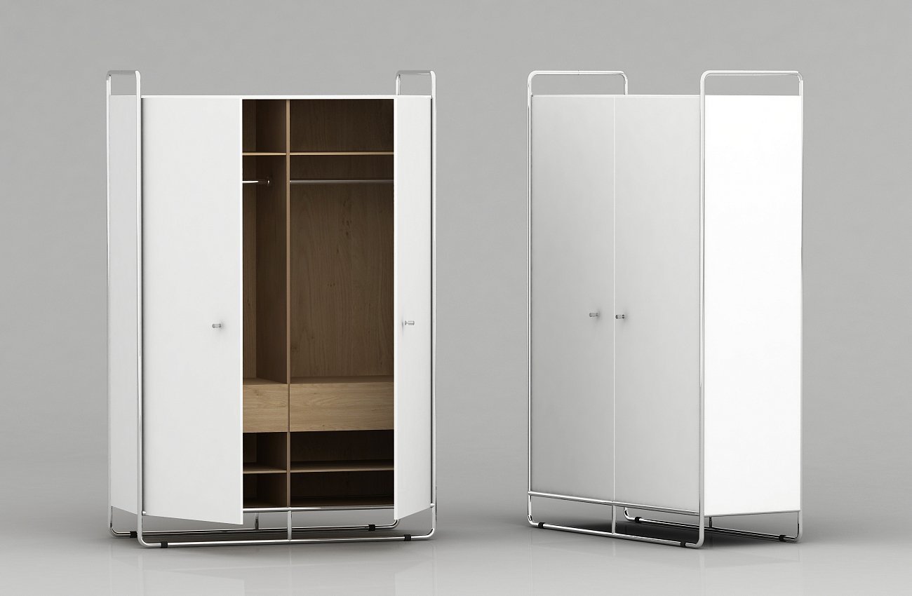 Шкаф двухдверный на металлических ножках черный Bauhaus WOODI  00-3966113 Черный  - Вид №7