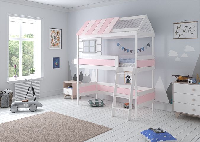 Кровать-домик двухъярусная Home nord M 80х160 см белая, розовая ELLIPSE ELLIPSE HOME 351776 Белый;розовый Santreyd  - Вид №1